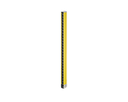 Vertical tape measure extended, yellow with black measurement marks.
