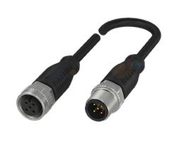 Two round multi-pin DIN connectors joined by a short black cable.